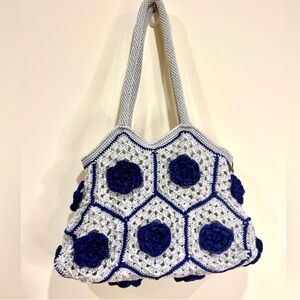 📦 2 for 35 📦 Blue and White Crochet Tote Bag